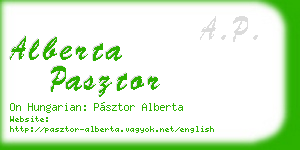 alberta pasztor business card